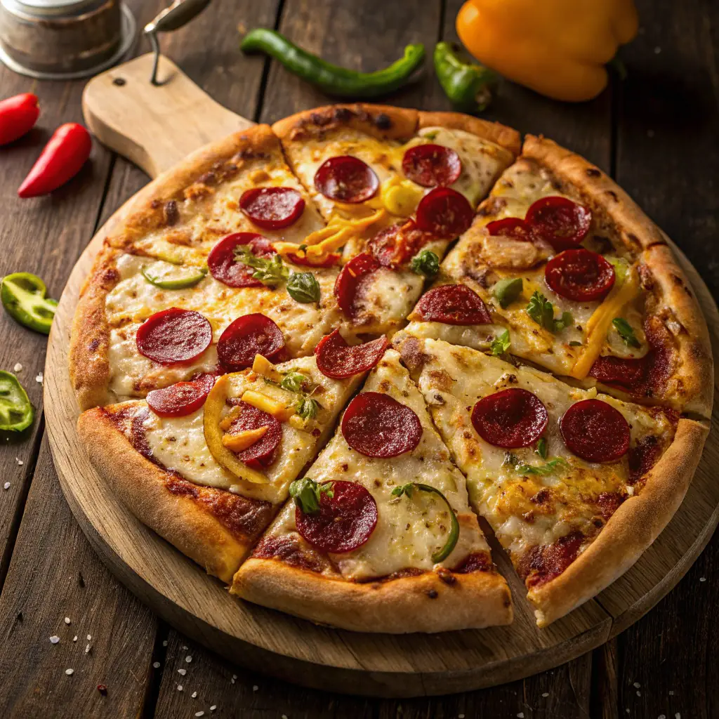 A slice of classic New York-style pizza with a thin, crispy crust, tangy tomato sauce, and melted mozzarella cheese.